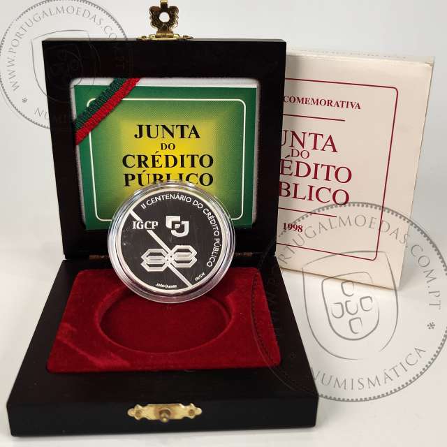 Prata Proof, 1000 Escudos 1997 II Centenário do Crédito Público, 1000$00 1997 Prata Proof em estojo, World Coins KM 703a 10