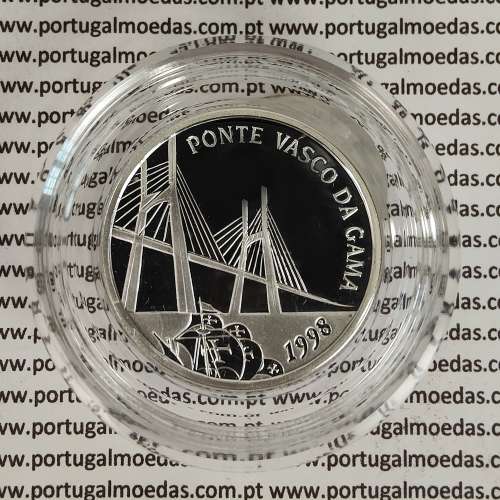 Proof 500 Escudos 1998 Ponte Vasco da Gama, moeda prata Proof 500$00 1998 Ponte Vasco da Gama, World Coins Portugal KM 705a