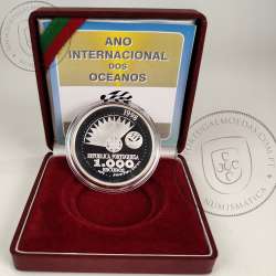 Prata Proof, 1000 Escudos 1998 Ano Internacional dos Oceanos,EXPO`98, 1000$00 1998 Prata Proof em estojo, World Coins KM 707a 01