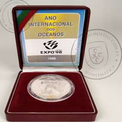 Portugal, 1000 Escudos 1998 International Year of Oceans, EXPO`98, silver Proof coin, with case, World Coins Portugal KM707a 03