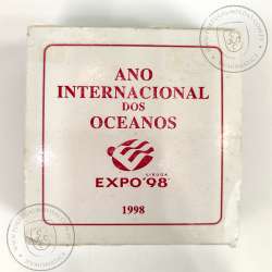 Prata Proof, 1000 Escudos 1998 Ano Internacional dos Oceanos,EXPO`98, 1000$00 1998 Prata Proof em estojo, World Coins KM 707a 05