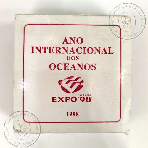 Prata Proof, 1000 Escudos 1998 Ano Internacional dos Oceanos,EXPO`98, 1000$00 1998 Prata Proof em estojo, World Coins KM 707a 05