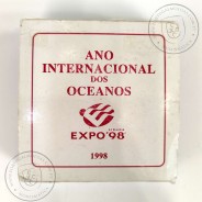 Prata Proof, 1000 Escudos 1998 Ano Internacional dos Oceanos,EXPO`98, 1000$00 1998 Prata Proof em estojo, World Coins KM 707a 05