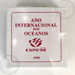 Portugal, 1000 Escudos 1998 International Year of Oceans, EXPO`98, silver Proof coin, with case, World Coins Portugal KM707a 11