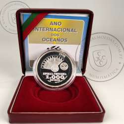 Portugal, 1000 Escudos 1998 International Year of Oceans, EXPO`98, silver Proof coin, with case, World Coins Portugal KM707a