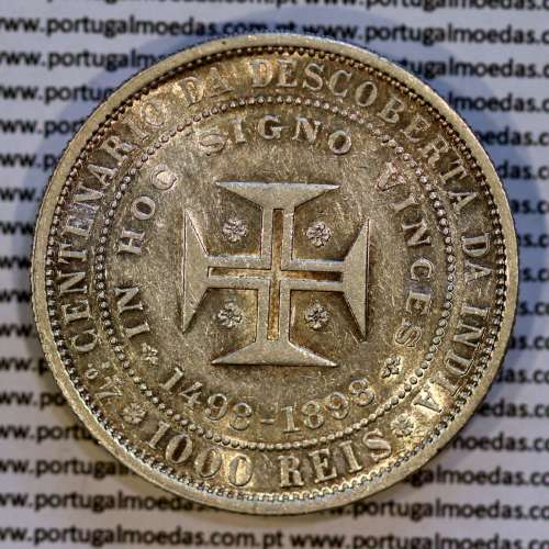 Portugal, silver coin of 1000 réis 1898 of D. Carlos I, 4th Centenary of the Discovery of India 1498-1898, (VF+/XF), KM 539 01