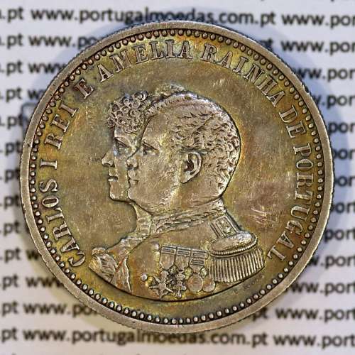 Portugal, silver coin of 500 réis 1898 of D. Carlos I, 4th Centenary of the Discovery of India 1498-1898, (VF+/XF-), KM 538 02