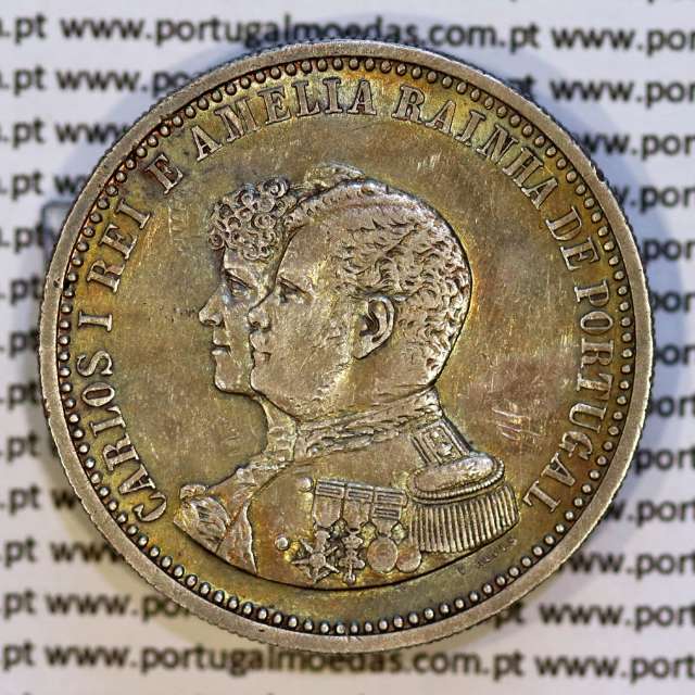 500 réis 1898 prata D. Carlos I, 4º Centenário da Descoberta da Índia, (MBC+/Bela-), World Coins Portugal KM 538 02