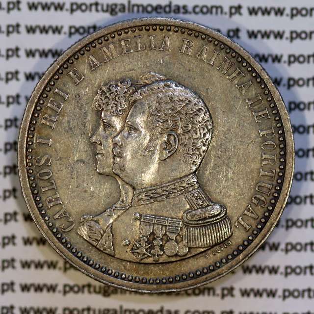 Portugal, silver coin of 500 réis 1898 of D. Carlos I, 4th Centenary of the Discovery of India 1498-1898, (XF), KM 538 02