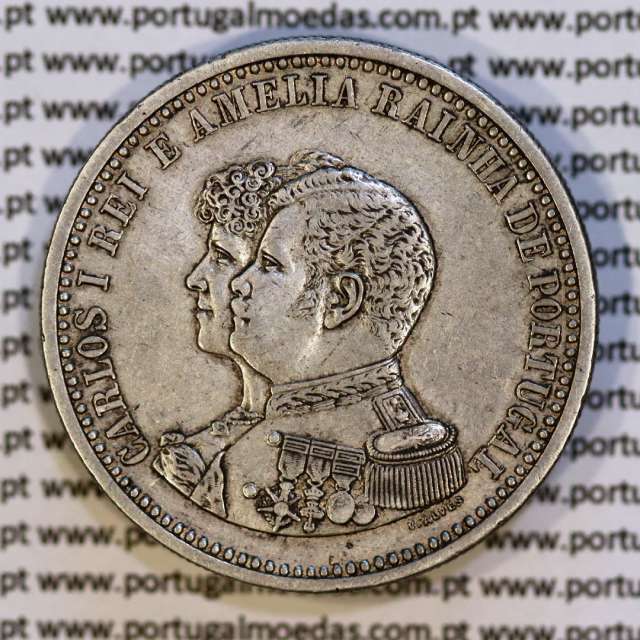 500 réis 1898 prata D. Carlos I, 4º Centenário da Descoberta da Índia, (MBC+/Bela-), World Coins Portugal KM 53804