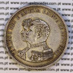 Portugal, silver coin of 500 réis 1898 of D. Carlos I, 4th Centenary of the Discovery of India 1498-1898, (F+), KM 538.