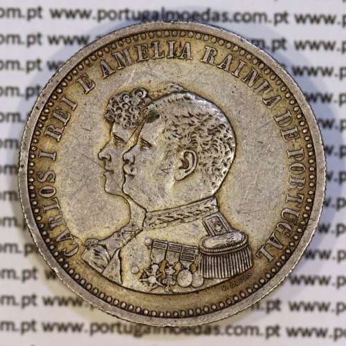 500 réis 1898 prata D. Carlos I, 4º Centenário da Descoberta da Índia, (BC +), World Coins Portugal KM 538