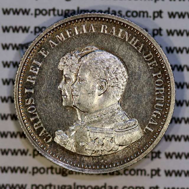 200 réis 1898 prata D. Carlos I, 4º Centenário da Descoberta da Índia, (Bela/Soberba), World Coins Portugal KM 537