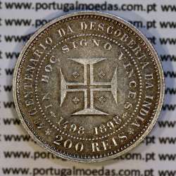 Portugal, silver coin of 200 réis 1898 of D. Carlos I, 4th Centenary of the Discovery of India 1498-1898, (EF/UNC), KM 537.