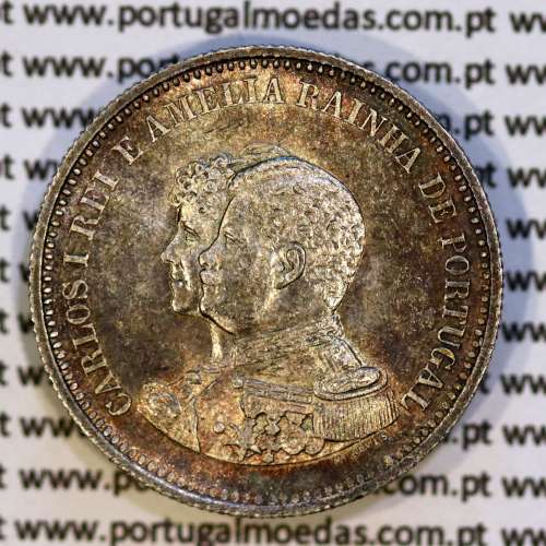 Portugal, silver coin of 200 réis 1898 of D. Carlos I, 4th Centenary of the Discovery of India 1498-1898, (UNC), KM 537 03