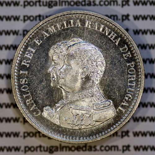 Portugal, silver coin of 200 réis 1898 of D. Carlos I, 4th Centenary of the Discovery of India 1498-1898, (UNC), KM 537 05