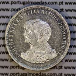 200 réis 1898 prata D. Carlos I, 4º Centenário da Descoberta da Índia, (MBC+/Bela), World Coins Portugal KM 537