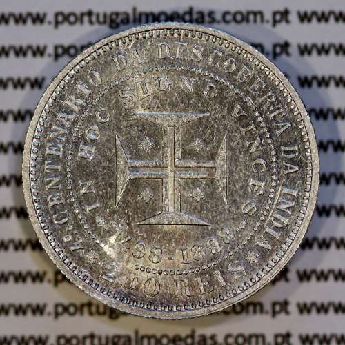 Portugal, silver coin of 200 réis 1898 of D. Carlos I, 4th Centenary of the Discovery of India 1498-1898, (VF+/XF), KM 537.