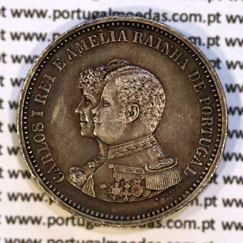 Portugal, silver coin of 200 réis 1898 of D. Carlos I, 4th Centenary of the Discovery of India 1498-1898, (VF+/XF), KM 537 04