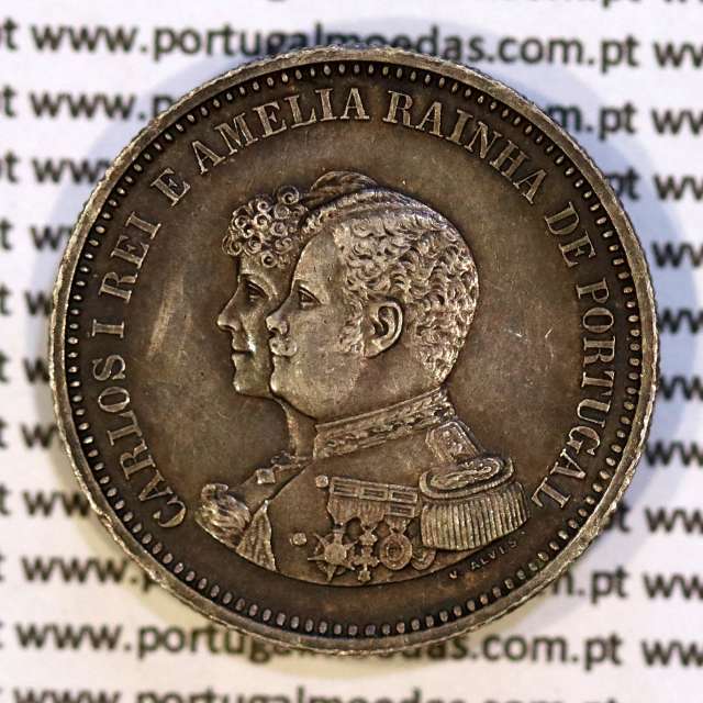 Portugal, silver coin of 200 réis 1898 of D. Carlos I, 4th Centenary of the Discovery of India 1498-1898, (VF+/XF), KM 537 04