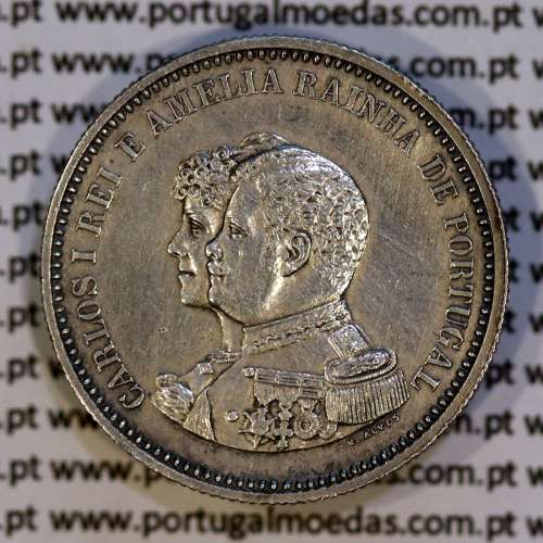 Portugal, silver coin of 200 réis 1898 of D. Carlos I, 4th Centenary of the Discovery of India 1498-1898, (VF+), KM 537 01