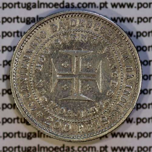 Portugal, silver coin of 200 réis 1898 of D. Carlos I, 4th Centenary of the Discovery of India 1498-1898, (VF), KM 537 06
