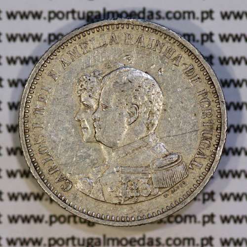 Portugal, silver coin of 200 réis 1898 of D. Carlos I, 4th Centenary of the Discovery of India 1498-1898, (VF), KM 537. 08