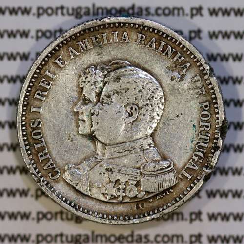 Portugal, silver coin of 200 réis 1898 of D. Carlos I, 4th Centenary of the Discovery of India 1498-1898, (F), KM 537 01