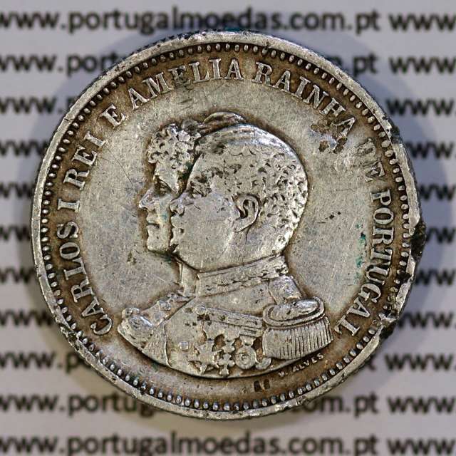 Portugal, silver coin of 200 réis 1898 of D. Carlos I, 4th Centenary of the Discovery of India 1498-1898, (F), KM 537 01