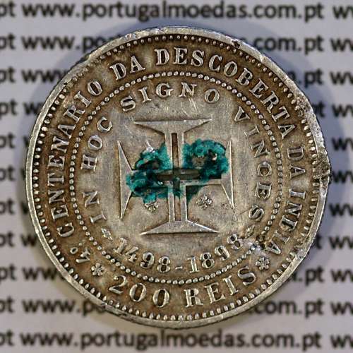 Portugal, silver coin of 200 réis 1898 of D. Carlos I, 4th Centenary of the Discovery of India 1498-1898, (F), KM 537 02
