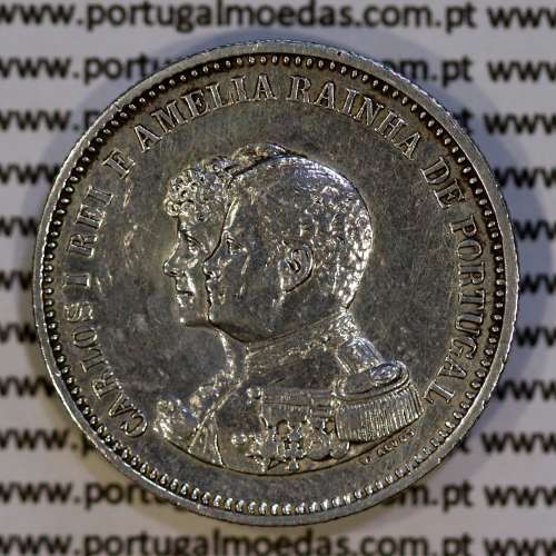 Portugal, silver coin of 200 réis 1898 of D. Carlos I, 4th Centenary of the Discovery of India 1498-1898, (VF), KM 537 10
