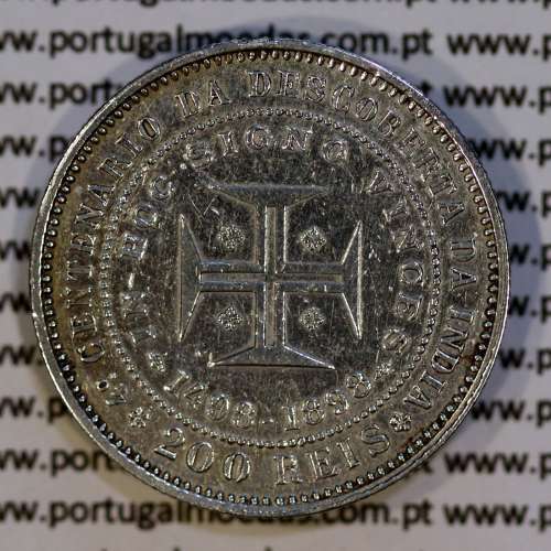 Portugal, silver coin of 200 réis 1898 of D. Carlos I, 4th Centenary of the Discovery of India 1498-1898, (VF), KM 537 11