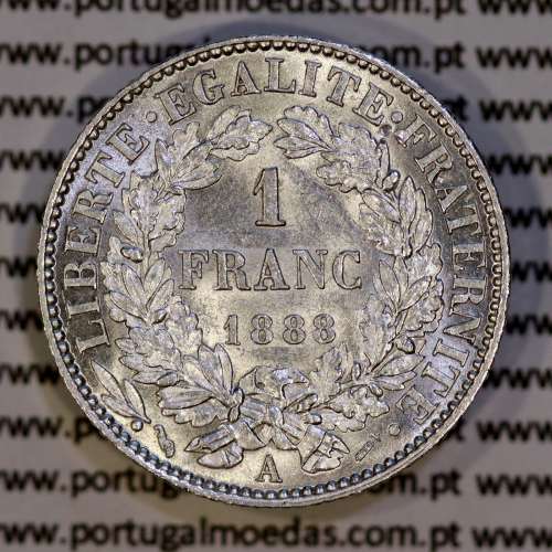 200 réis 1888 silver D. Carlos I, law of July 30 1891, 1 Franco 1888 of France, authorized to circulate for 200 réis in Portugal