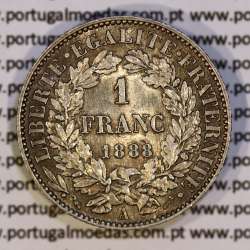 200 réis 1888 prata D. Carlos I (lei de 30 de Julho de 1891), 1 Franco prata 1888 França, autorizado a circular como 200 réis 06