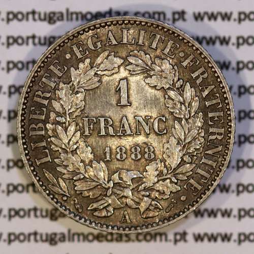 200 réis 1888 silver D. Carlos I, law of July 30 1891, 1 Franco 1888 of France, authorized to circulate for 200 réis in Portugal