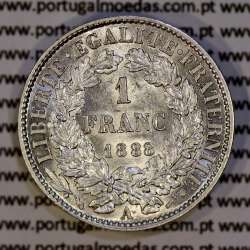 200 réis 1888 prata D. Carlos I (lei de 30 de Julho de 1891), 1 Franco prata 1888 França, autorizado a circular como 200 réis 09