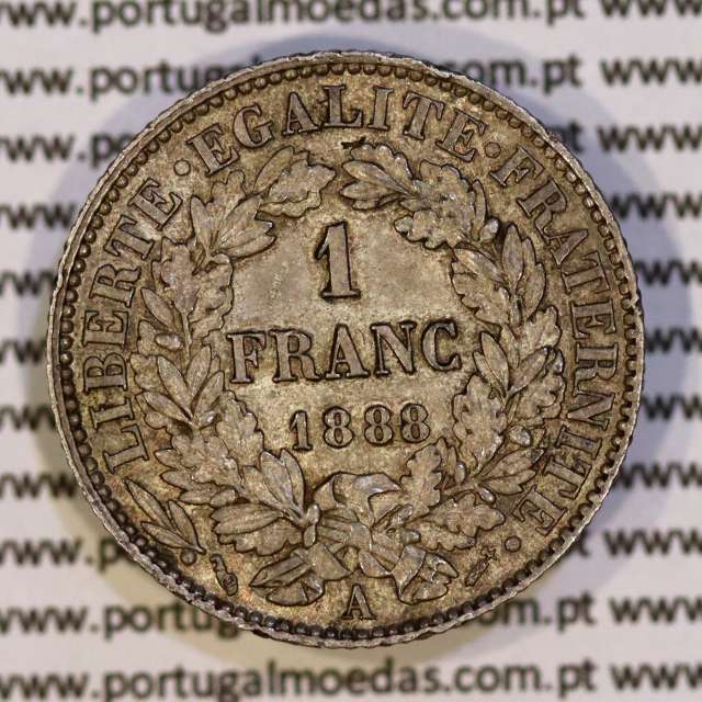 200 réis 1888 silver D. Carlos I, law of July 30 1891, 1 Franco 1888 of France, authorized to circulate for 200 réis in Portugal
