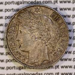 200 réis 1888 prata D. Carlos I (lei de 30 de Julho de 1891), 1 Franco prata 1888 França, autorizado a circular como 200 réis 14