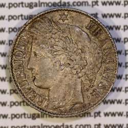 200 réis 1888 silver D. Carlos I, law of July 30 1891, 1 Franco 1888 of France, authorized to circulate for 200 réis in Portugal