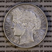 200 réis 1888 silver D. Carlos I, law of July 30 1891, 1 Franco 1888 of France, authorized to circulate for 200 réis in Portugal