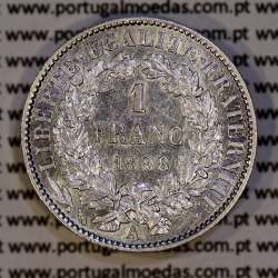 200 réis 1888 silver D. Carlos I, law of July 30 1891, 1 Franco 1888 of France, authorized to circulate for 200 réis in Portugal