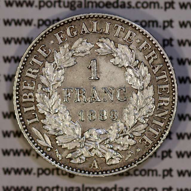 200 réis 1888 prata D. Carlos I (lei de 30 de Julho de 1891), 1 Franco prata 1888 França, autorizado a circular como 200 réis 17