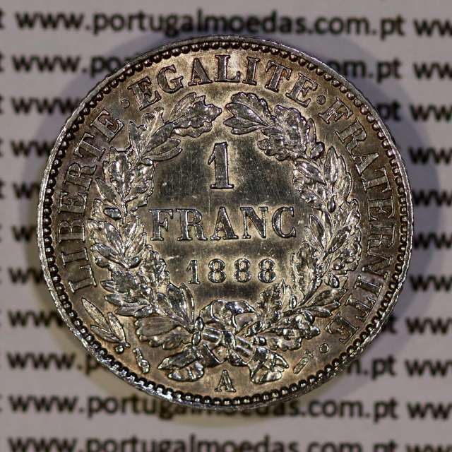 200 réis 1888 prata D. Carlos I (lei de 30 de Julho de 1891), 1 Franco prata 1888 França, autorizado a circular como 200 réis 21