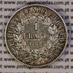 200 réis 1888 silver D. Carlos I, law of July 30 1891, 1 Franco 1888 of France, authorized to circulate for 200 réis in Portugal
