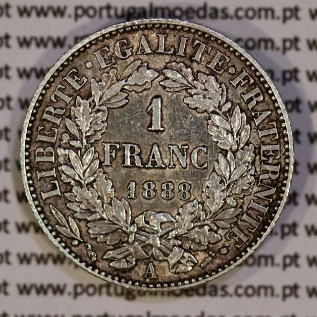 200 réis 1888 silver D. Carlos I, law of July 30 1891, 1 Franco 1888 of France, authorized to circulate for 200 réis in Portugal