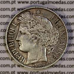 200 réis 1888 silver D. Carlos I, law of July 30 1891, 1 Franco 1888 of France, authorized to circulate for 200 réis in Portugal