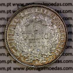 200 réis 1888 silver D. Carlos I, law of July 30 1891, 1 Franco 1888 of France, authorized to circulate for 200 réis in Portugal