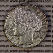 200 réis 1888 silver D. Carlos I, law of July 30 1891, 1 Franco 1888 of France, authorized to circulate for 200 réis in Portugal