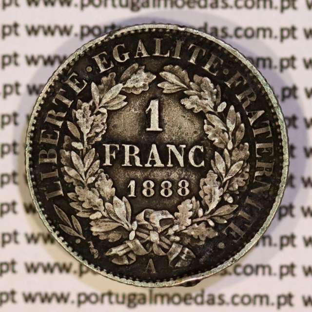 200 réis 1888 prata D. Carlos I (lei de 30 de Julho de 1891), 1 Franco prata 1888 França, autorizado a circular como 200 réis 35