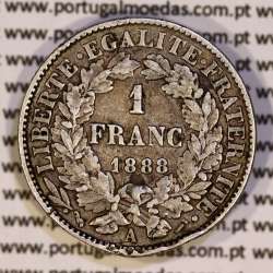 200 réis 1888 silver D. Carlos I, law of July 30 1891, 1 Franco 1888 of France, authorized to circulate for 200 réis in Portugal